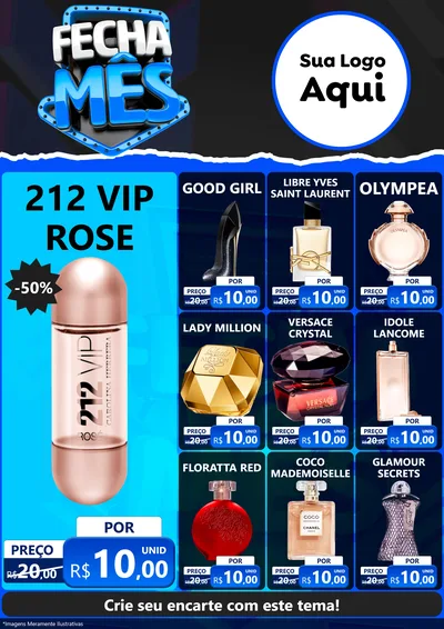 Modelo de Encarte para Encarte A4 Vertical com o tema Fecha Mês para Perfumes