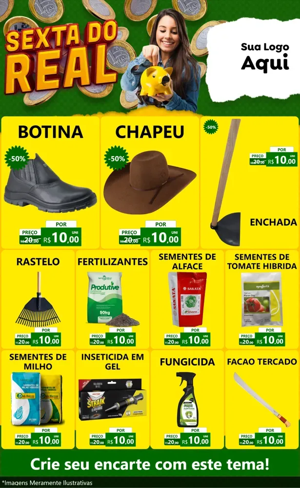 Modelo de Encarte para Encarte Grande com o tema Sexta do Real para Agropecuária