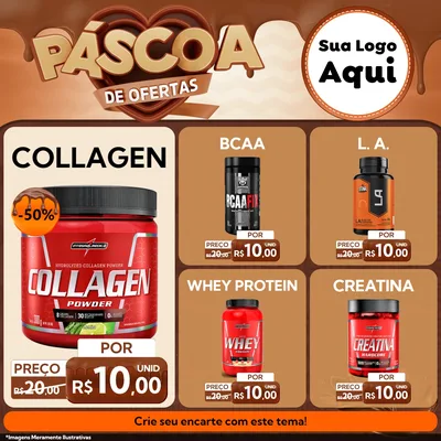 Modelo de Rede Social para Feed Facebook com o tema Páscoa de Ofertas para Suplementos alimentares