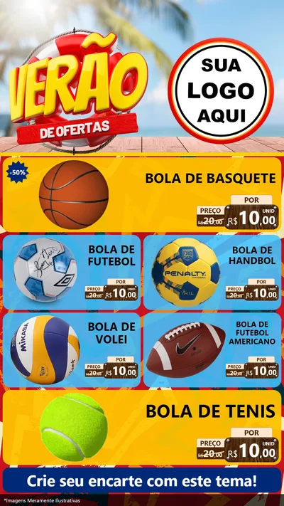 Modelo de TV para TV Vertical com o tema Verão de Ofertas para Artigos Esportivos