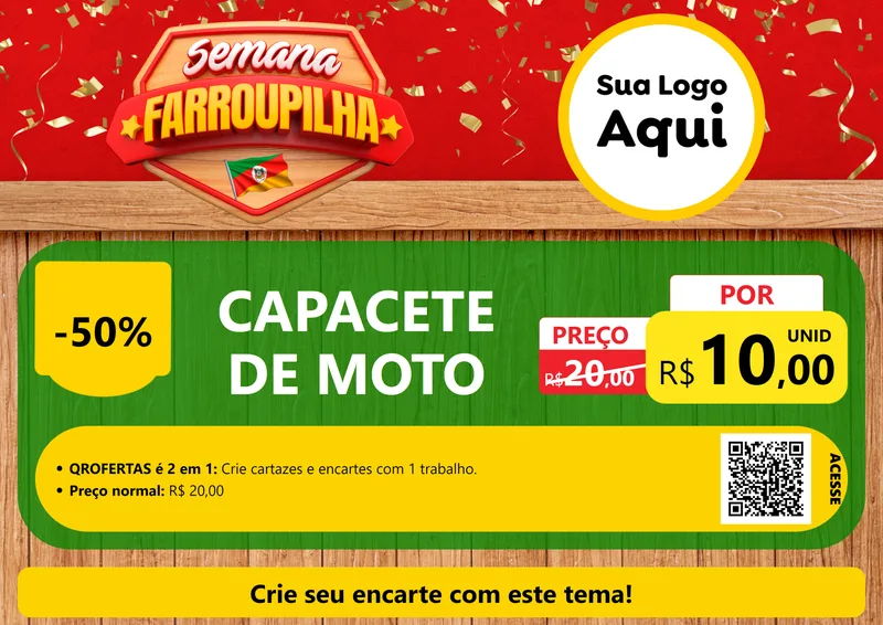 Modelo de Cartaz para Cartaz A4 Horizontal com o tema Semana Farroupilha para Moto peças
