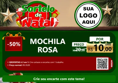 Modelo de Cartaz para Cartaz A4 Horizontal com o tema Sorteio de Natal para Papelaria