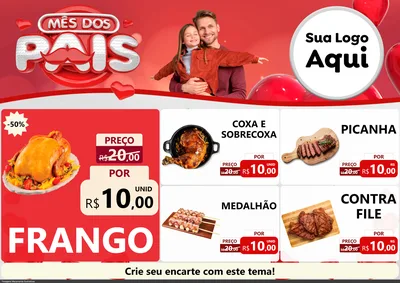 Modelo de Encarte para Encarte A4 Horizontal com o tema Mês dos Pais para Assados