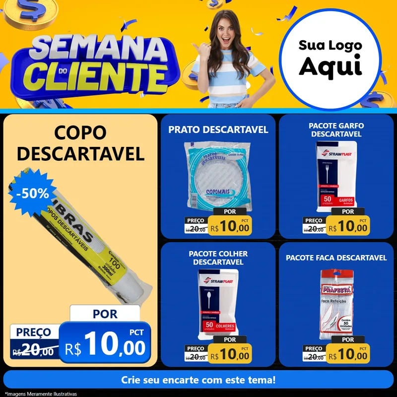 Modelo de Rede Social para Feed Facebook com o tema Semana do Cliente para Embalagens