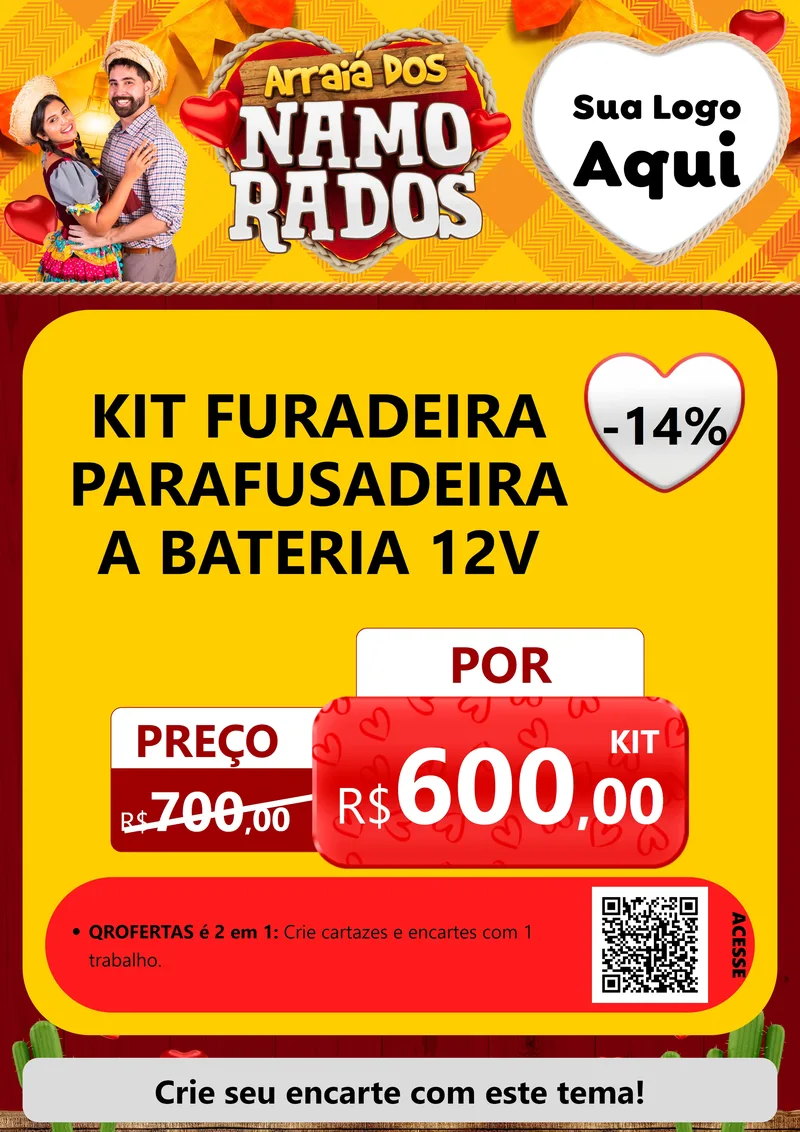 Modelo de Cartaz para Cartaz A4 Vertical com o tema Arraiá dos Namorados para Maquinas e Ferramentas