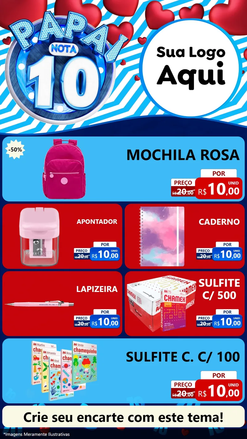 Modelo de TV para TV Vertical com o tema Papai Nota 10 para Papelaria