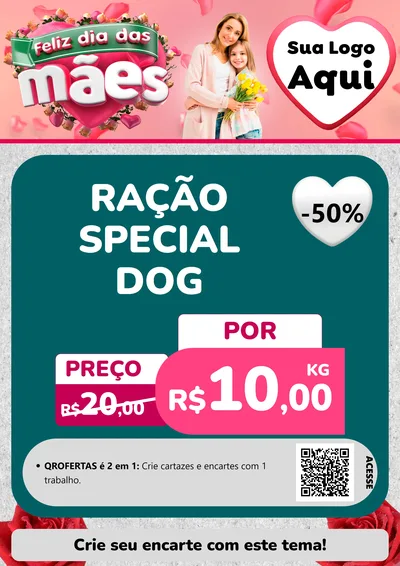 Modelo de Cartaz para Cartaz A4 Vertical com o tema Feliz Dia das Mães para Pet Shop