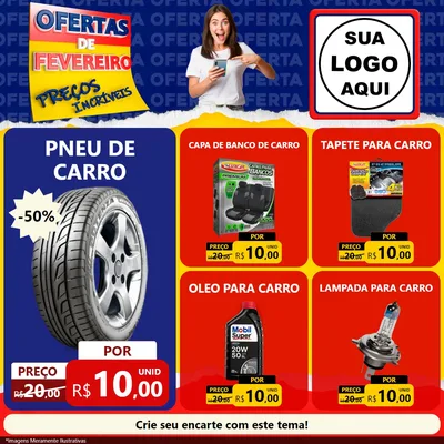 Modelo de Rede Social para Feed Facebook com o tema Ofertas de Fevereiro - Preços Incríveis para Auto peças