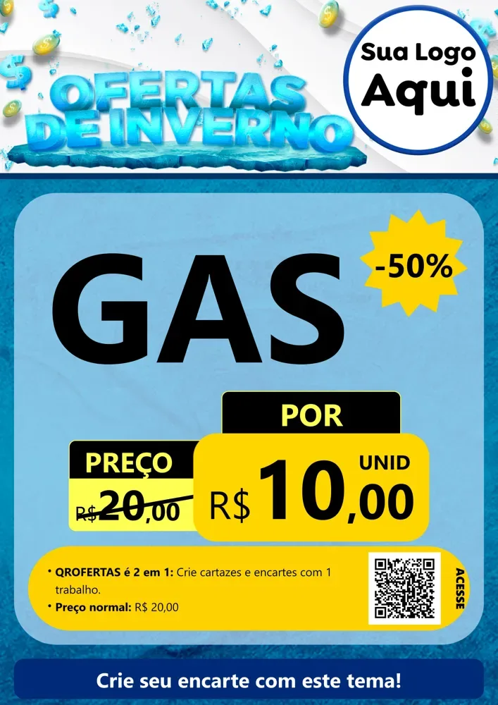 Modelo de Cartaz para Cartaz A4 Vertical com o tema Ofertas de Inverno para Água e gás