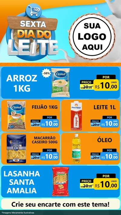 Modelo de TV para TV Vertical com o tema Sexta Dia do Leite para Supermercado
