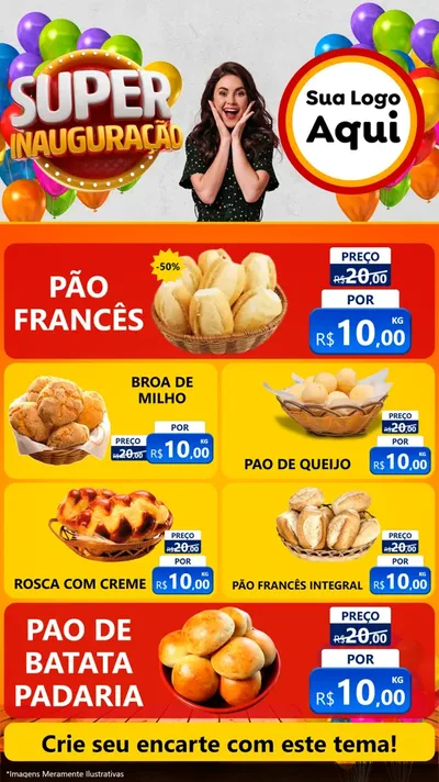 Modelo de TV para TV Vertical com o tema Super Inauguração para Padaria