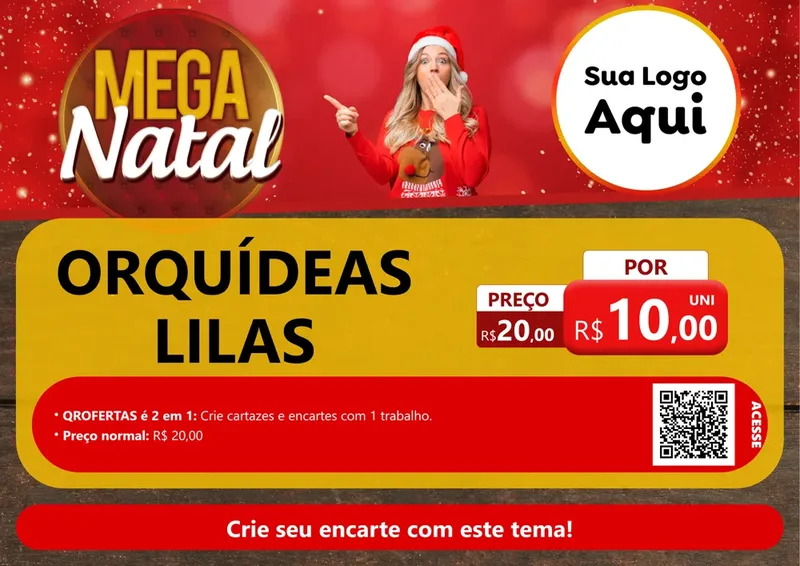 Modelo de Cartaz para Cartaz A4 Horizontal com o tema Mega Natal para Floricultura e jardim