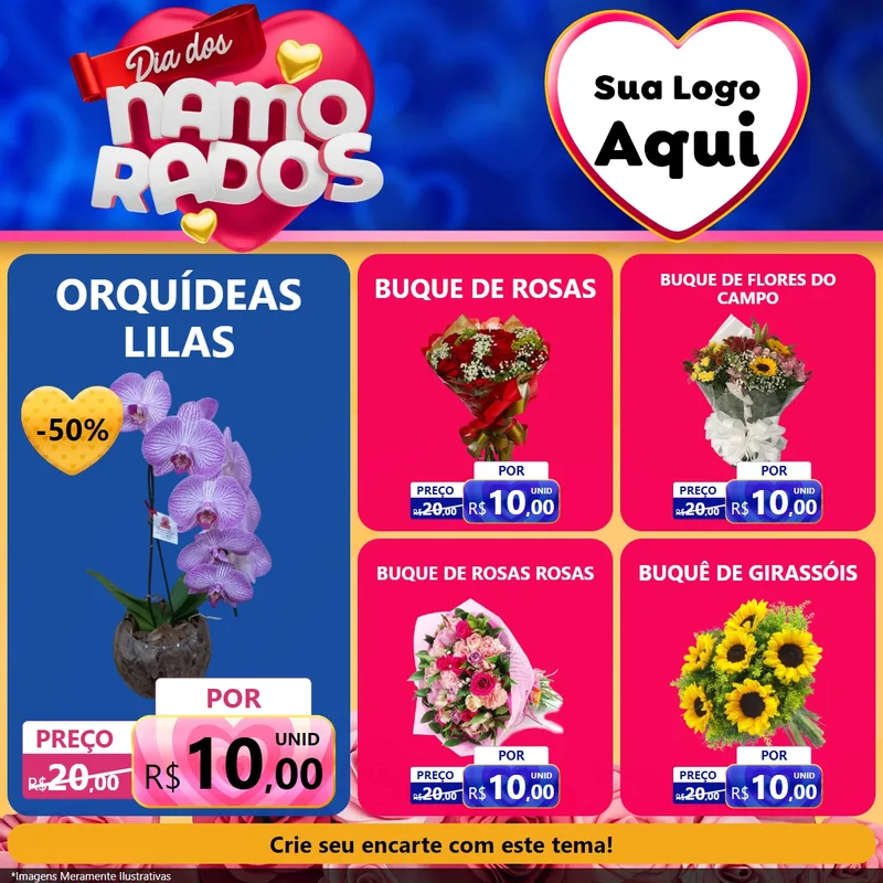 Modelo de Rede Social para Feed Facebook com o tema Dia dos namorados para Floricultura e jardim