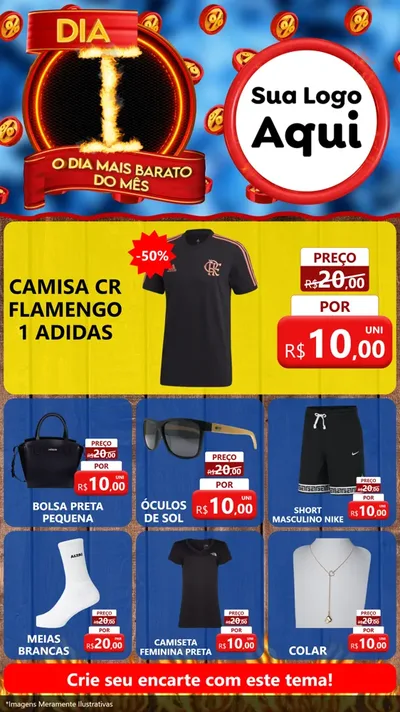 Modelo de Rede Social para Stories com o tema Dia I - O Dia Mais Barato Do Mês para Roupas e acessórios