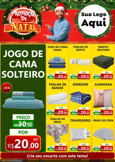 Modelo de Encarte para Encarte A4 Vertical com o tema Promoção de Natal para Cama, Mesa e Banho