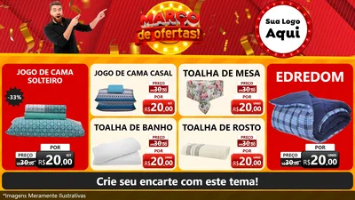 Modelo de TV para TV Horizontal com o tema Março de Ofertas! para Cama, Mesa e Banho