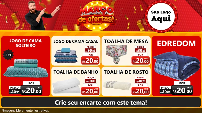 Modelo de TV para TV Horizontal com o tema Março de Ofertas! para Cama, Mesa e Banho