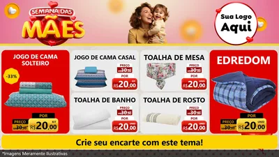 Modelo de TV para TV Horizontal com o tema Semana das Mães para Cama, Mesa e Banho