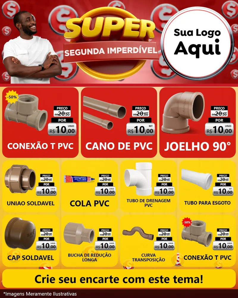 Modelo de Rede Social para Feed Instagram com o tema Super Segunda Imperdível para Tubos e conexões