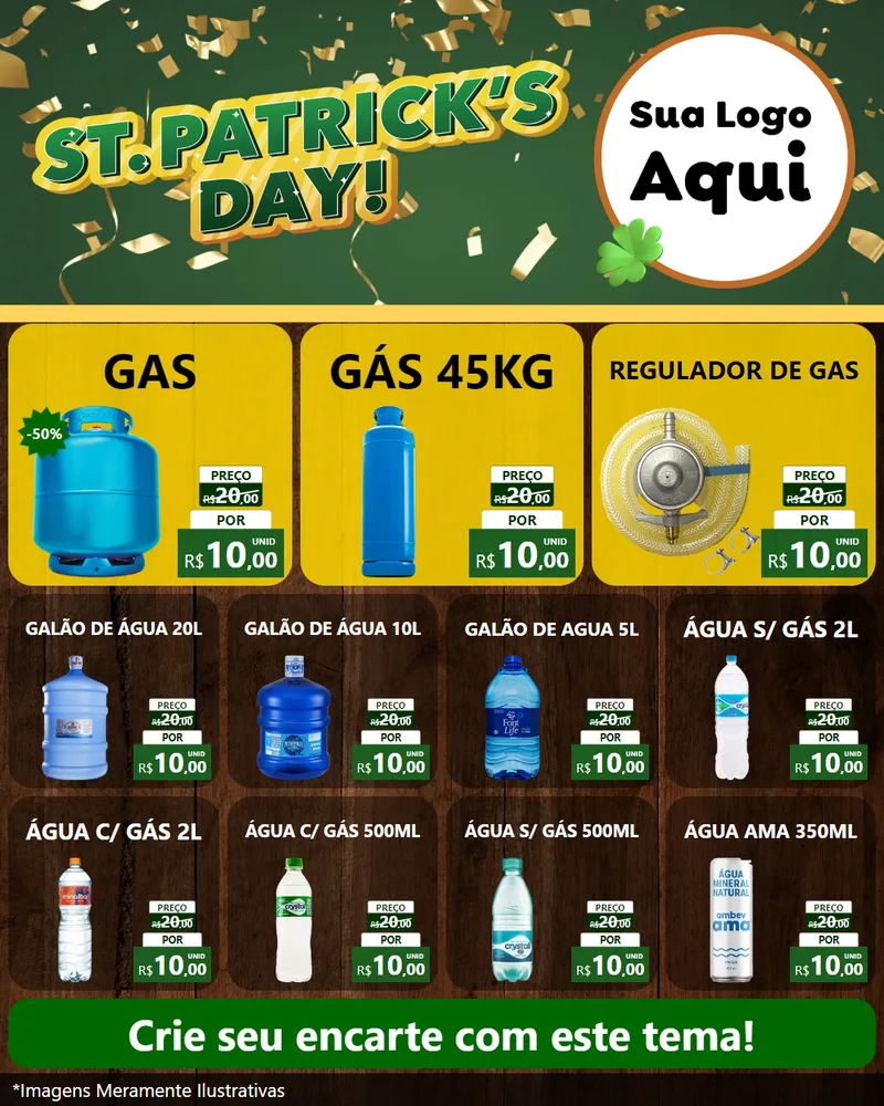 Modelo de Rede Social para Feed Instagram com o tema St Patriks Day para Água e gás