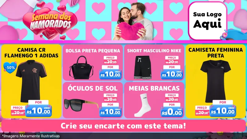 Modelo de TV para TV Horizontal com o tema Semana dos Namorados para Roupas e acessórios