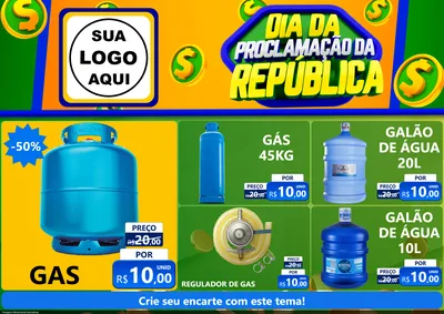 Modelo de Encarte para Encarte A4 Horizontal com o tema Dia Da Proclamação da República para Água e gás
