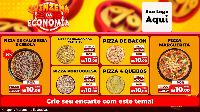 Modelo de TV para TV Horizontal com o tema Quinzena Da Economia para Pizzaria