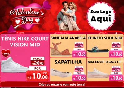Modelo de Encarte para Encarte A4 Horizontal com o tema Valentine's Day para Calçados