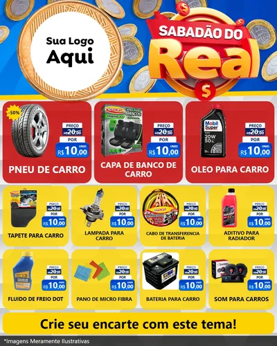 Modelo de Rede Social para Feed Instagram com o tema Sabadão do Real para Auto peças