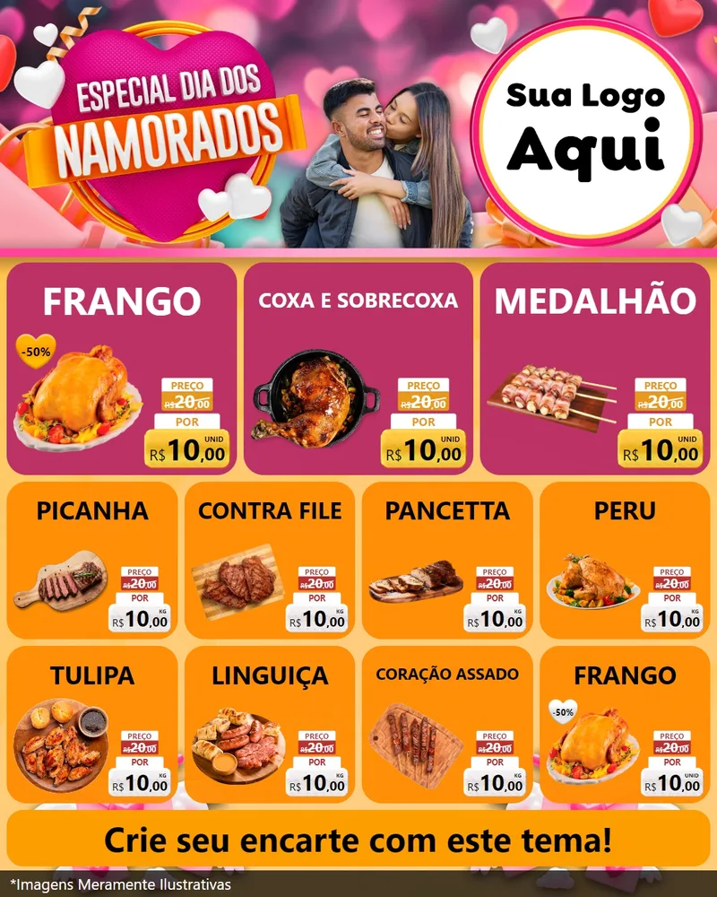 Modelo de Rede Social para Feed Instagram com o tema Especial Dia dos Namorados para Assados