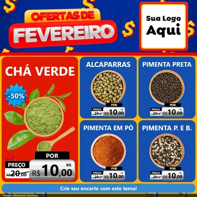 Modelo de Rede Social para Feed Facebook com o tema Ofertas de Fevereiro para Produtos Naturais