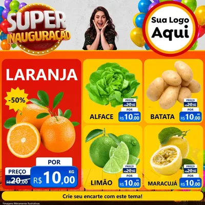 Modelo de Rede Social para Feed Facebook com o tema Super Inauguração para Hortifrúti
