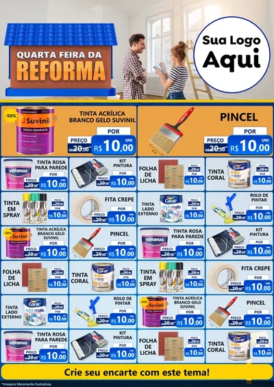 Modelo de Encarte para Encarte A4 Vertical com o tema Quarta-feira da Reforma para Tintas e Ferramentas