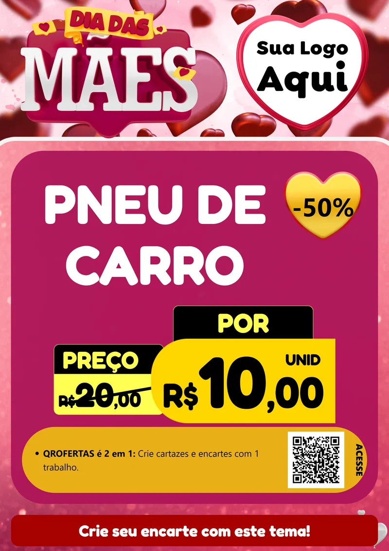 Modelo de Cartaz para Cartaz A4 Vertical com o tema Dia Das Mães para Auto peças