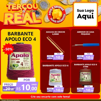 Modelo de Rede Social para Feed Facebook com o tema Terçou do Real para Armarinho e Aviamentos