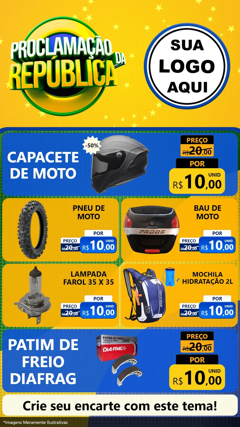 Modelo de TV para TV Vertical com o tema Proclamação da República para Moto peças