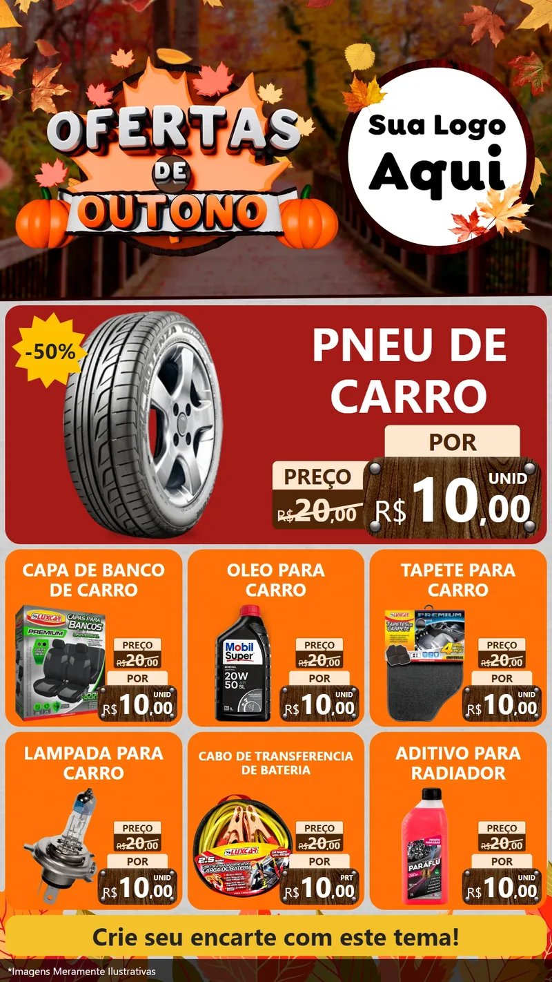 Modelo de Rede Social para Stories com o tema Ofertas de Outono para Auto peças