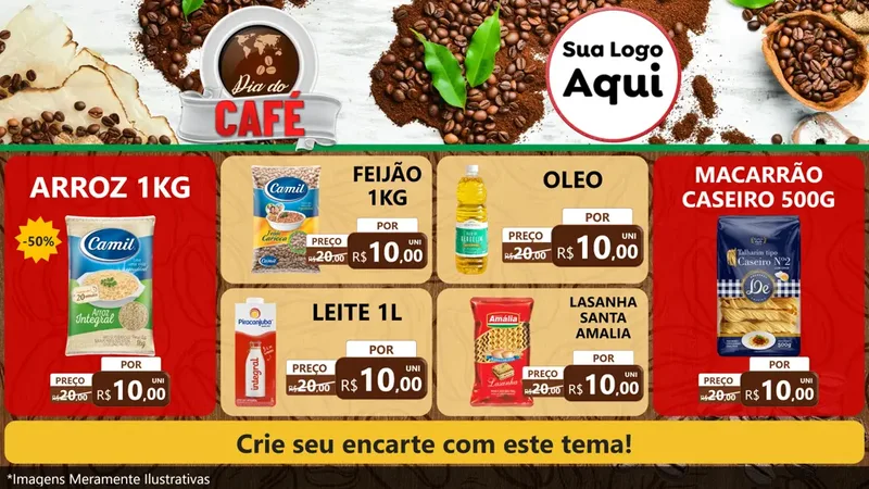 Modelo de TV para TV Horizontal com o tema Dia do Café para Supermercado