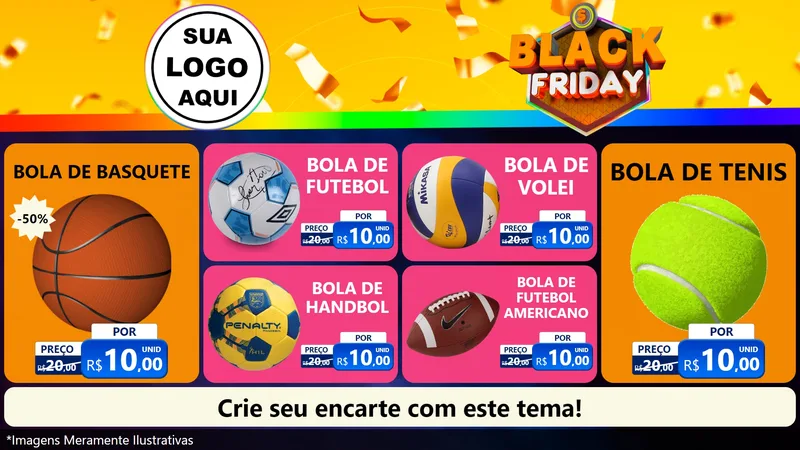 Modelo de TV para TV Horizontal com o tema Black Friday para Artigos Esportivos