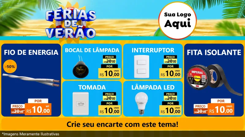 Modelo de TV para TV Horizontal com o tema Férias de Verão para Materiais Elétricos