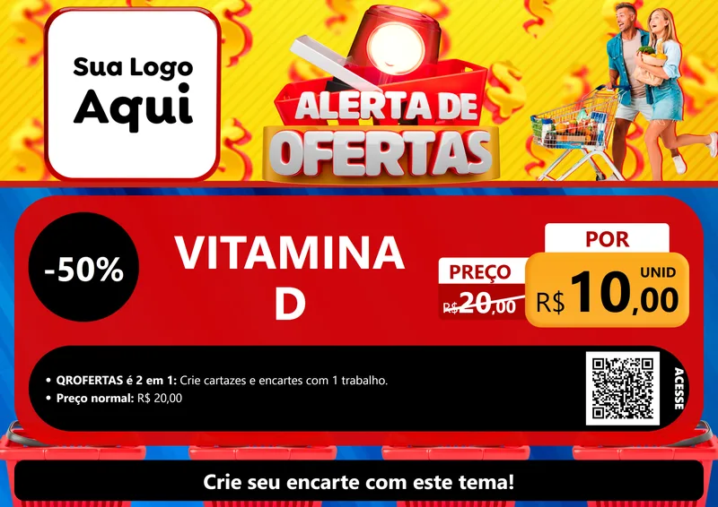Modelo de Cartaz para Cartaz A4 Horizontal com o tema Alerta de Ofertas para Farmácia