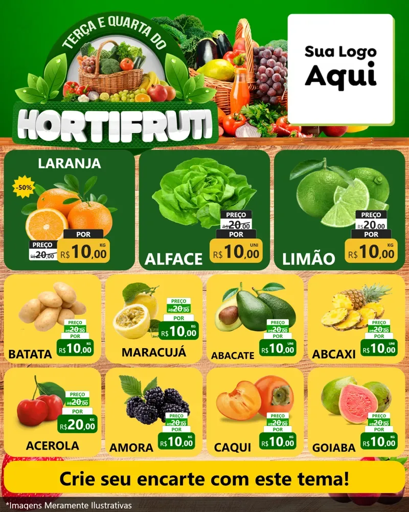 Modelo de Rede Social para Feed Instagram com o tema Terça e Quarta do Hortifruti para Hortifrúti