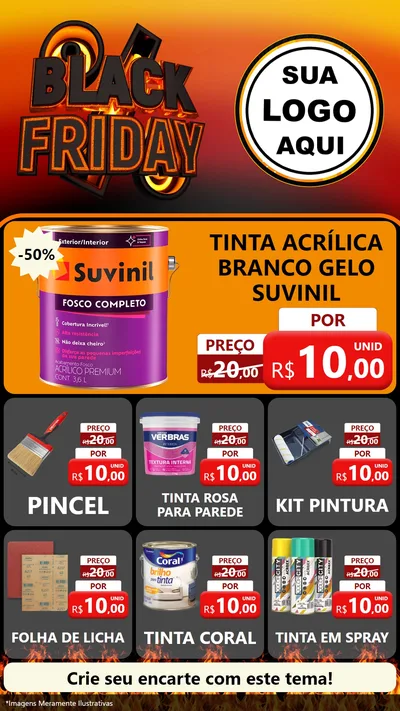 Modelo de Rede Social para Stories com o tema Black Friday para Tintas e Ferramentas
