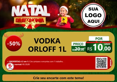 Modelo de Cartaz para Cartaz A4 Horizontal com o tema Natal da Economia para Distribuidora de bebidas