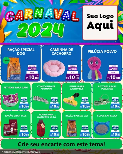 Modelo de Rede Social para Feed Instagram com o tema Carnaval 2027 para Pet Shop