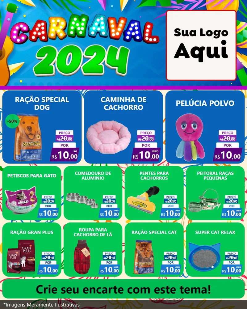 Modelo de Rede Social para Feed Instagram com o tema Carnaval 2027 para Pet Shop