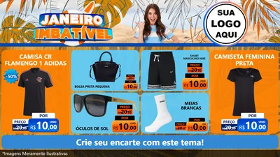 Modelo de TV para TV Horizontal com o tema Janeiro Imbatível para Roupas e acessórios