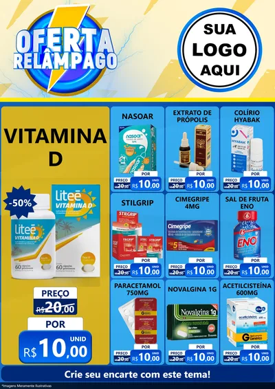 Modelo de Encarte para Encarte A4 Vertical com o tema Oferta Relâmpago para Farmácia