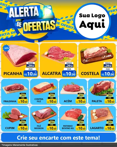 Modelo de Rede Social para Feed Instagram com o tema Alerta de Ofertas para Açougue