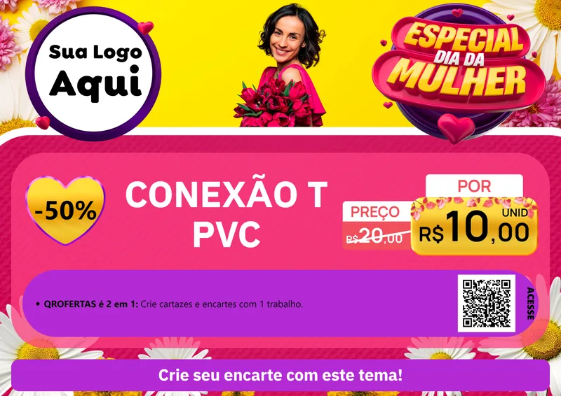 Modelo de Cartaz para Cartaz A4 Horizontal com o tema Especial Dia da Mulher para Tubos e conexões